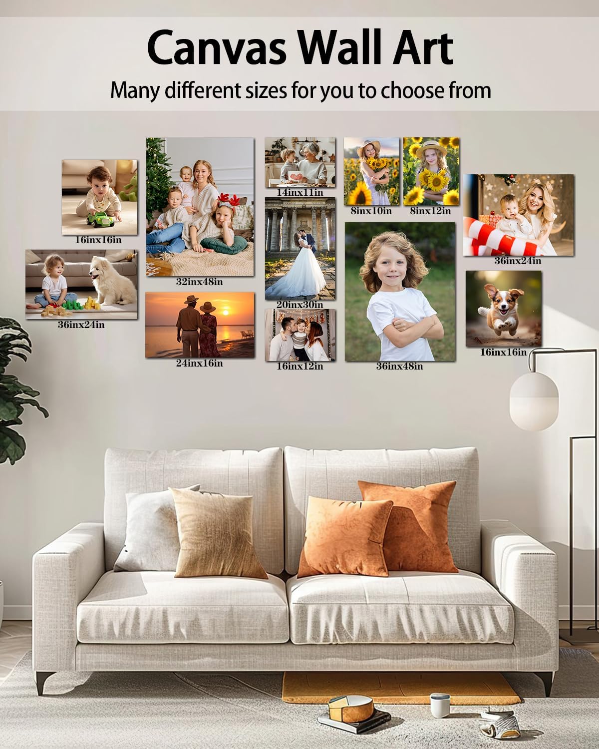 AbcCustomize Canvas Prints with Your Photos, Custom Canvas for Living Room and Bedroom Decor, Personalized gifts for Friends Lover and Family, Canvas Wall Art for Gifts & Keepsakes, Ready to Hang