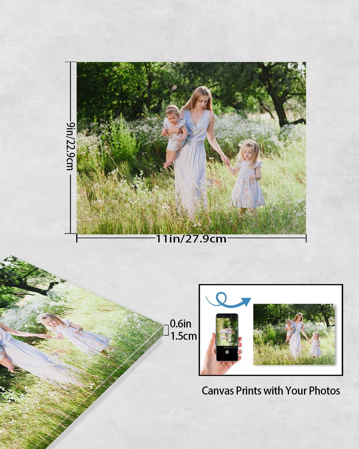 AbcCustomize Canvas Prints with Your Photos, Personalized Photo To Canvas Print for Bedroom, Living Room, Farmhouse Office Decor,Custom Canvas Wall Art for Gifts & Keepsakes, Ready to Hang