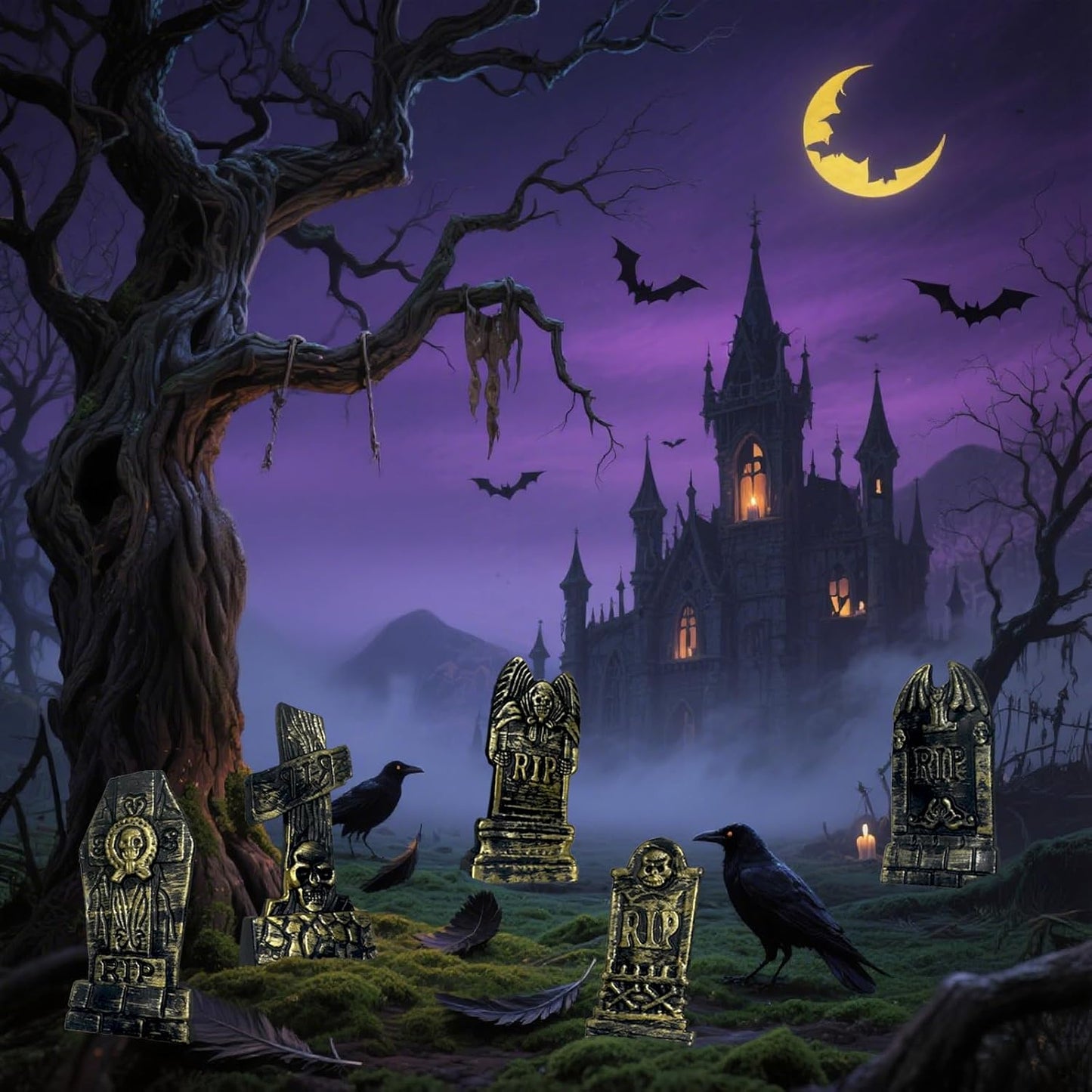 20Pcs Halloween Mini Tombstones Figurines, Plastic Miniature Tombstones Set Mini Gravestones Halloween Decorations for Miniature Graveyard Scene Haunted House DIY Crafts