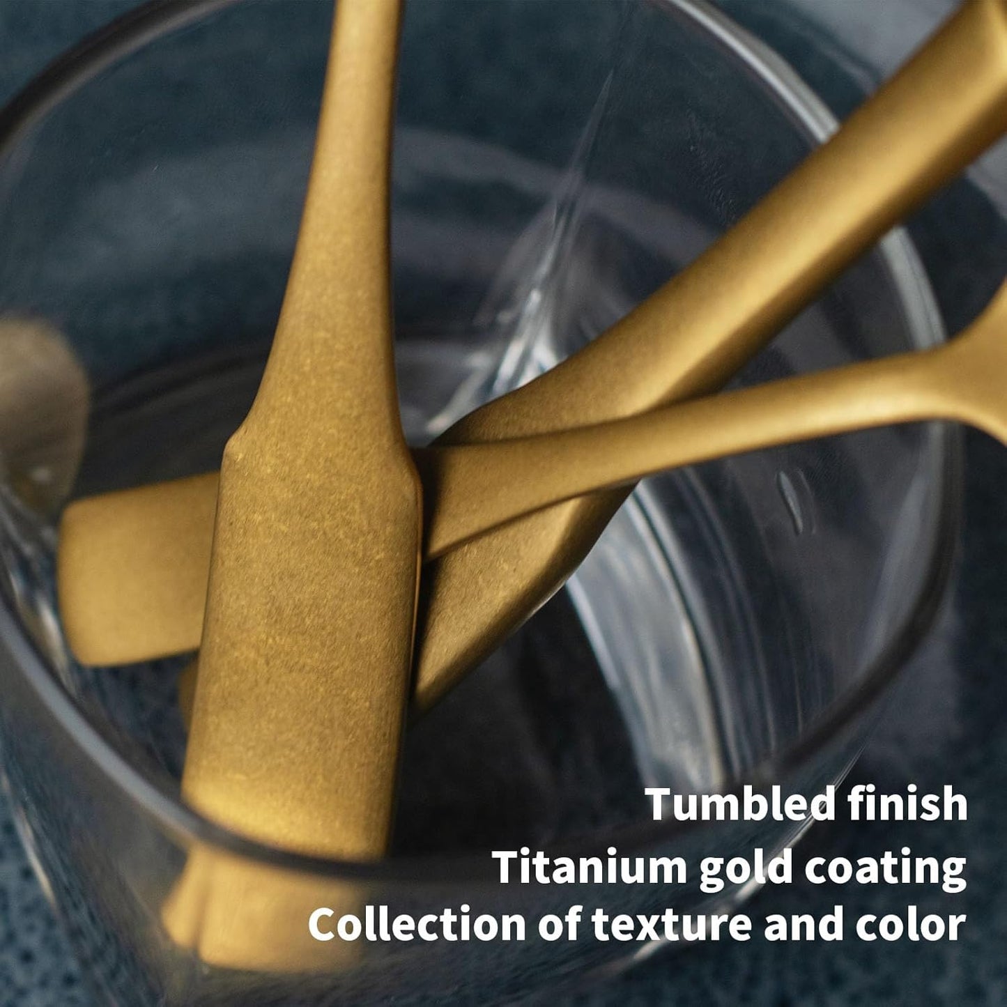 Alata Kate Gold Tumbled 20-Piece Silverware Set,Service for 4,Stainless Steel Flatware Set,Tumbled Cutlery Set,Dishwasher Safe