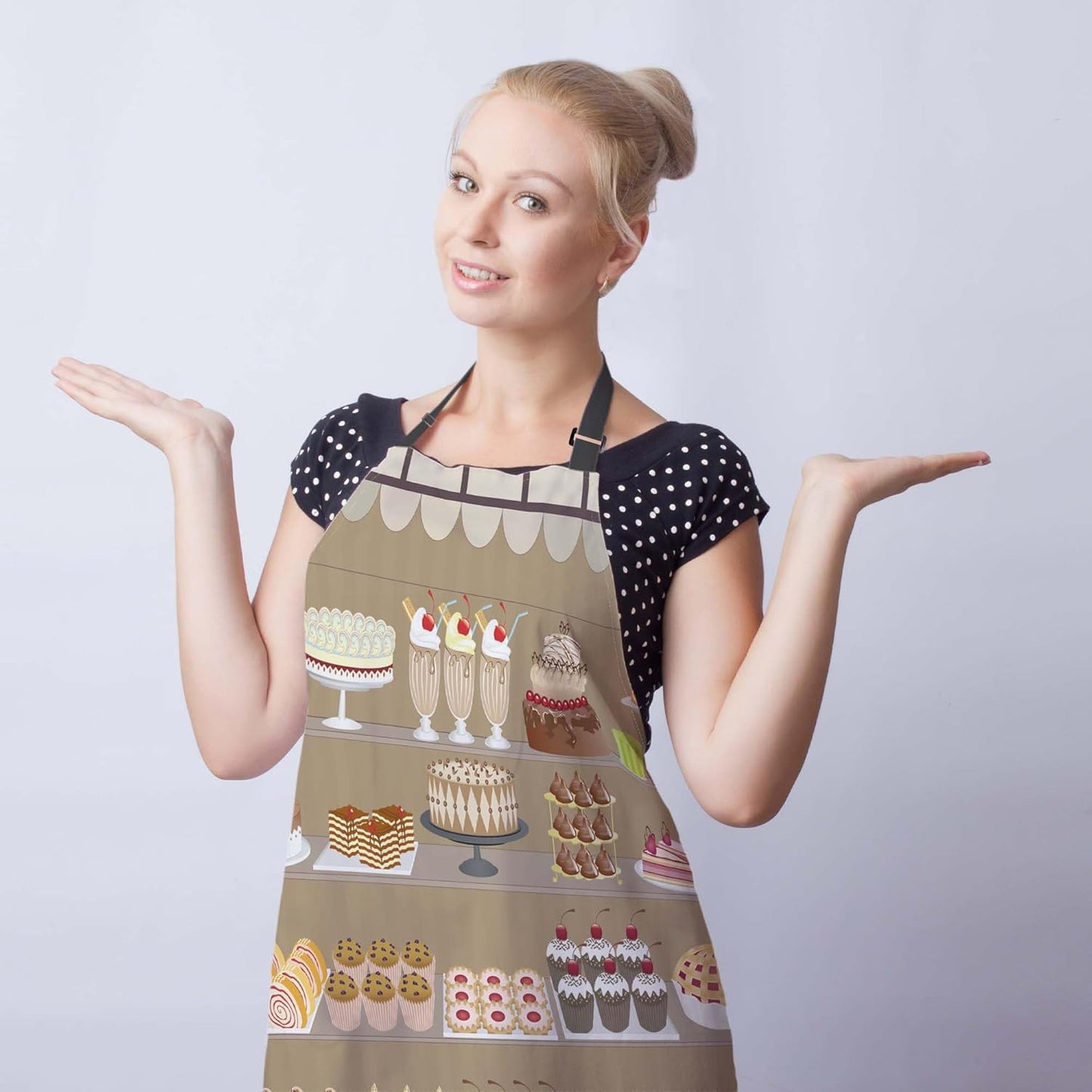 Aprons for Cooking for Women Cake Candy Sweet Women’s Apron for Kitchen Cooking Restaurant BBQ Painting Crafting Gardening 27” (W) x 31” (H), Waterproof Aprons