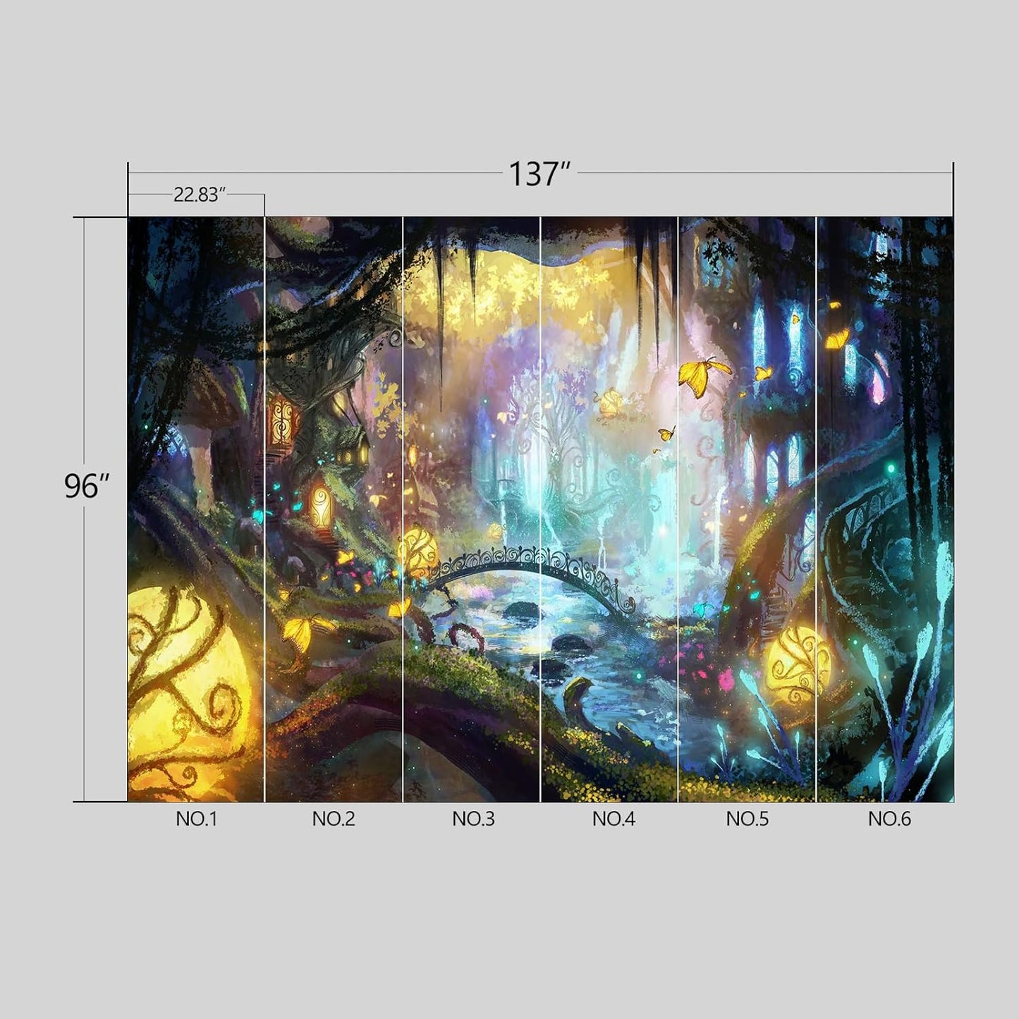 Enchanted Forest Wallpaper Peel and Stick Wall Mural for Bedroom Living Room - 96"x137"