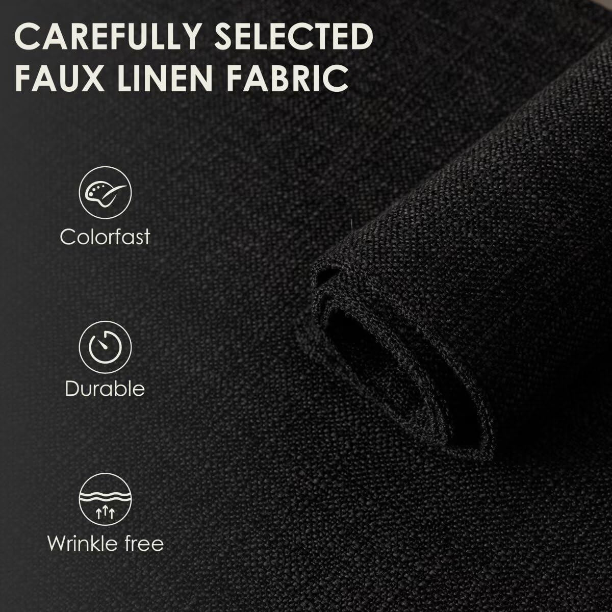 Placemats Set of 4, Bilayer Thickened Linen Place Mats Heat Resistant Machine Washable Wrinkle Free Carefully Selected Polyester Mats for Kitchen/Dining/Coffee Table (Black)