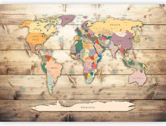artgeist Premium Wall Mural World Map 79x55 in - XXL Non-Woven Wallpaper Fleece Wall Decor Photo Print Picture Image Design Home Map of The World k-B-0009-a-b