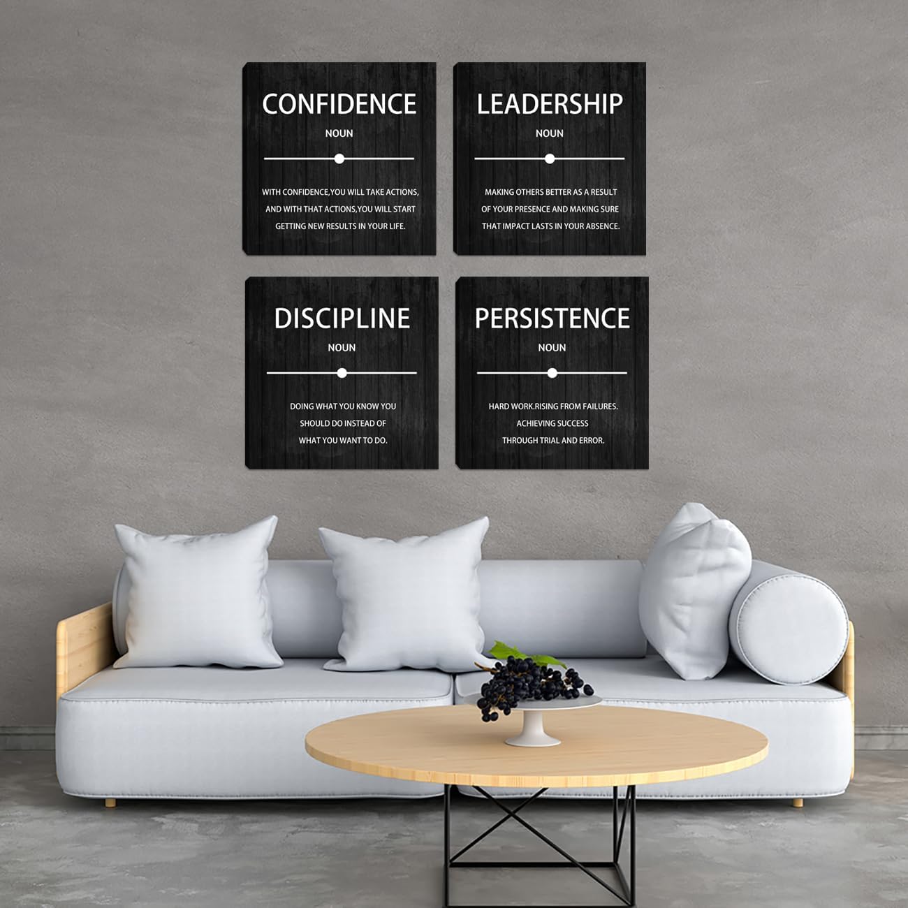 4 Pieces Motivational Wall Art Inspirational Office Quotes Wall Decor Success Quotes Wall Decor Artwork for Living Room Bedroom Home Office Wall Decoration Artwork 20”X20”X4