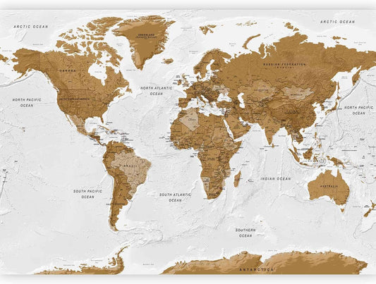 artgeist Premium Wall Mural World Map 98x69 in - XXL Non-Woven Wallpaper Fleece Wall Decor Photo Print Picture Image Design Home Map of The World k-A-0093-a-a