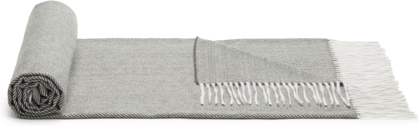 Amazon Basics Cozy Room Décor Throw Blanket, Lightweight, Recycled Polyester, Dark Gray and Light Gray Herringbone, 50"x 60"