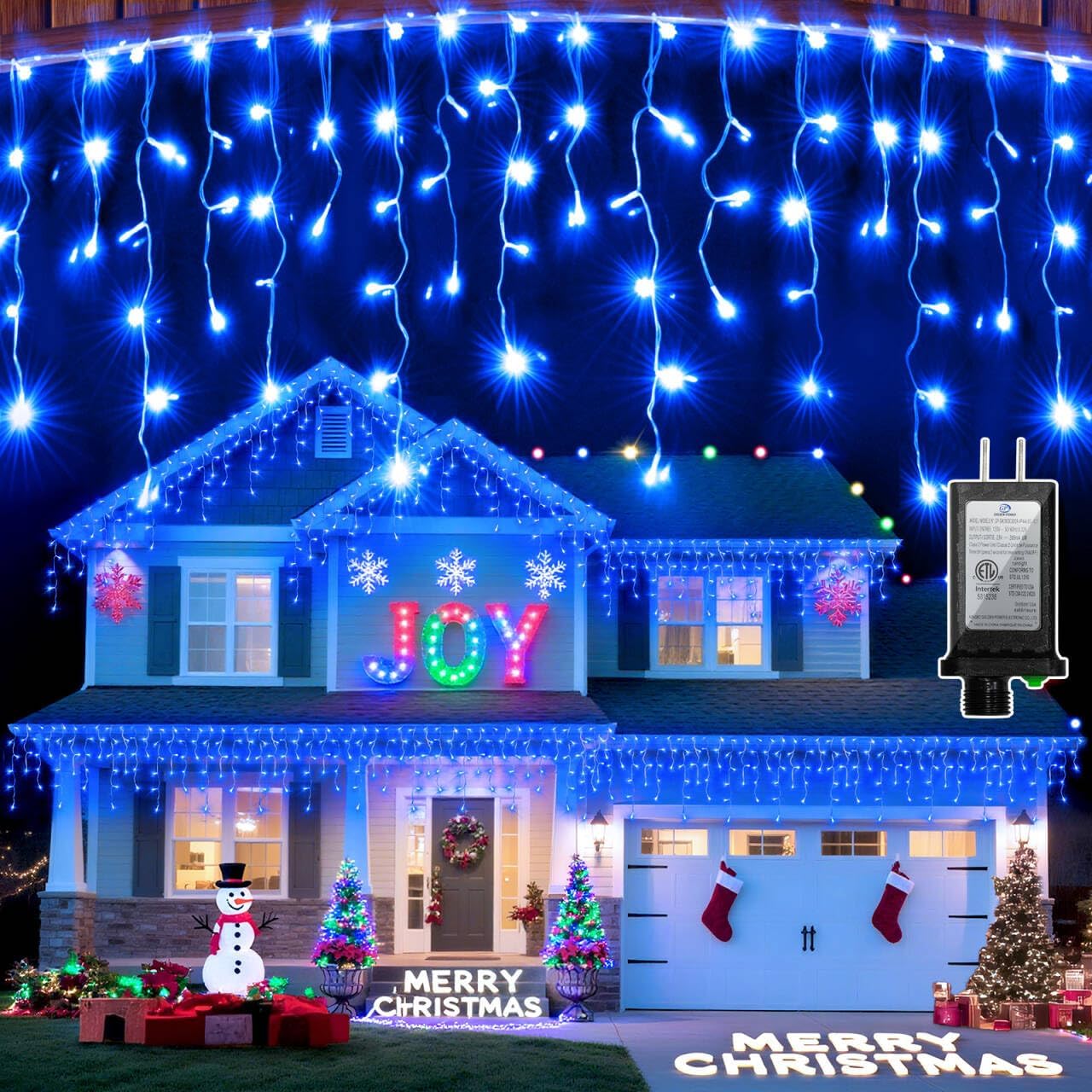 1332 LED 131FT Extra Long Icicle Lights - 296 Drops Waterproof Christmas Lights 12 Modes, Outdoor Christmas Decor for Mall Hotel Fence Holiday Lighting Blue