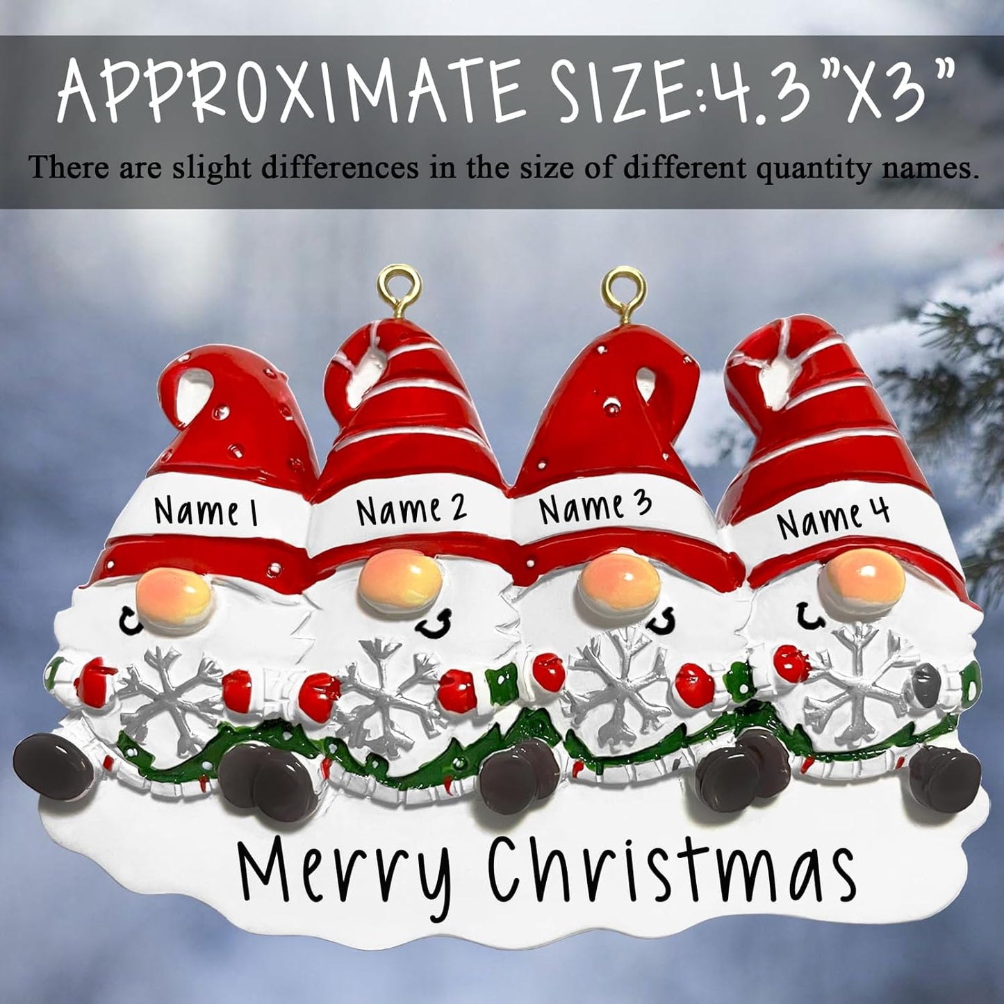 2025 Personalized Christmas Ornaments Family of 2/3/4/5/6,Custom Christmas Gnome Ornaments Deorations with Names,Customized Xmas Ornament Tree Deorations,Personalized Xmas Ornament Gifts