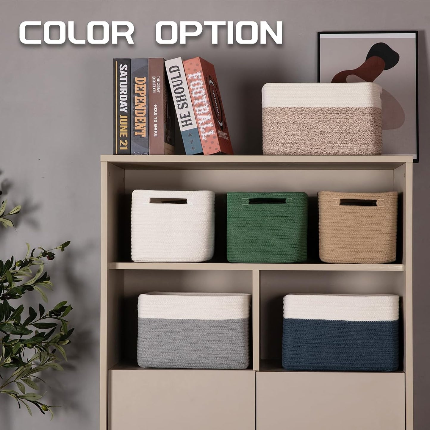 4 Pack Storage Baskets for Organizing, Woven Baskets for Shelves - Perfect for Toys, Books, Towels, and Clothes, Durable Gift Basket Bins Toy Storage, 12.7''L x9''W x7.8''H, Blue and White