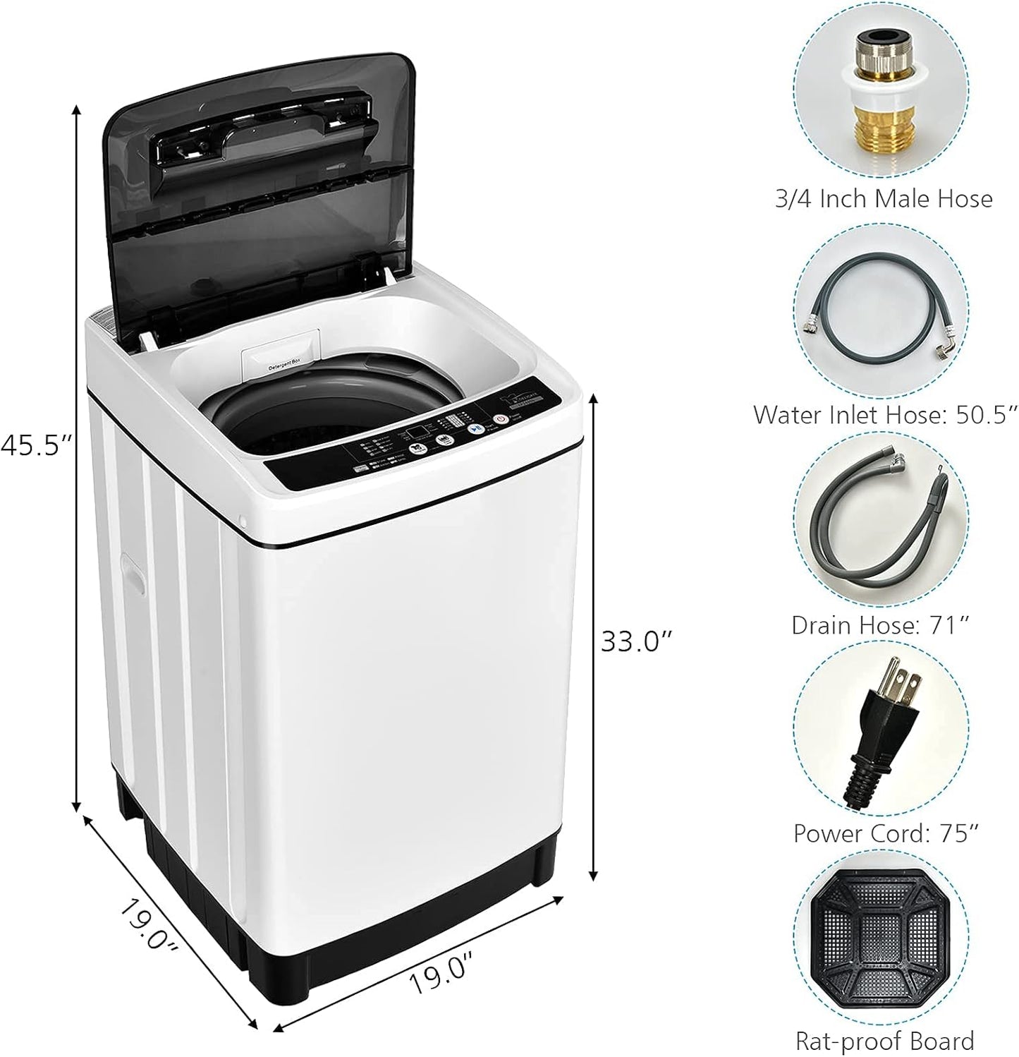 Giantex Portable Washing Machine, 2 in 1 Full Automatic Laundry Washer 1.5Cu.Ft 11lbs Capacity Washing and Spinning Combo 8 Programs 10 Water Levels Energy Saving Top Load Washer for Apartment Dorm