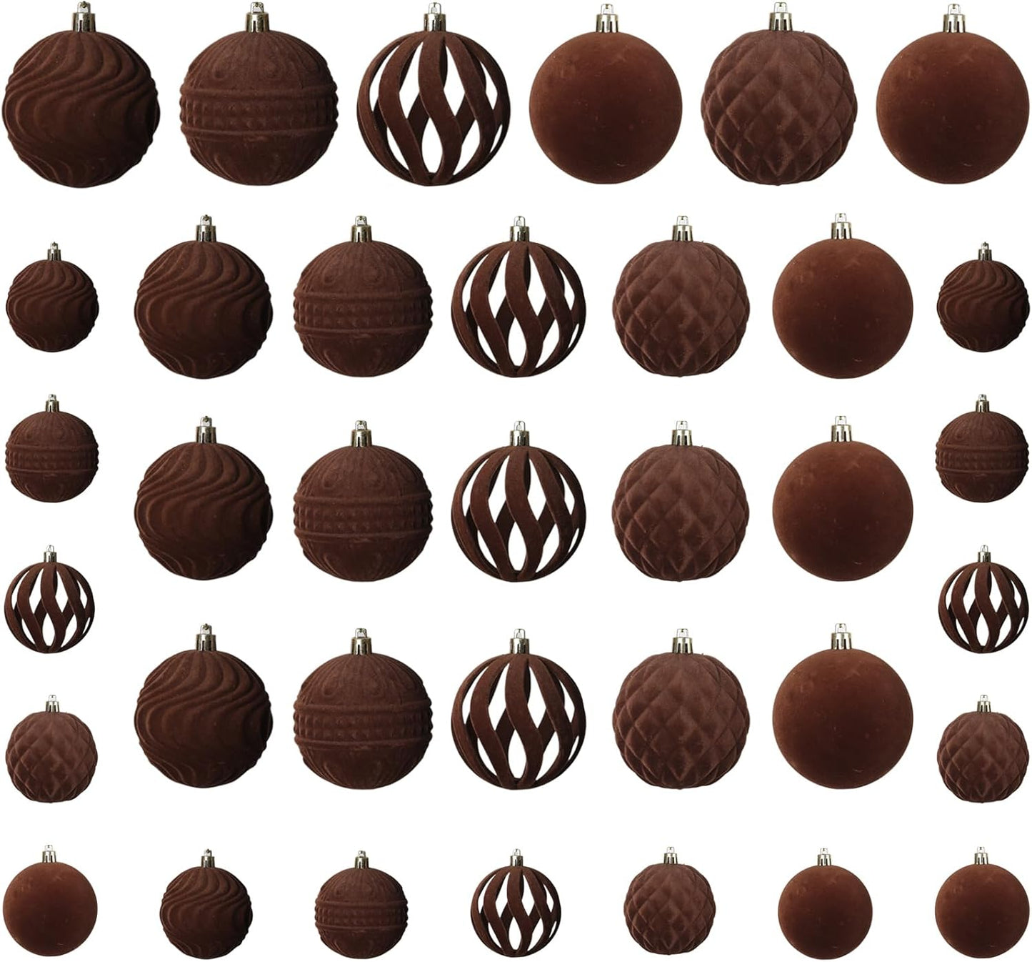 36pcs Velvet Ornaments for Christmas Trees, Flocked Christmas Balls Sets Assortment for Xmas Tree Holiday Decor