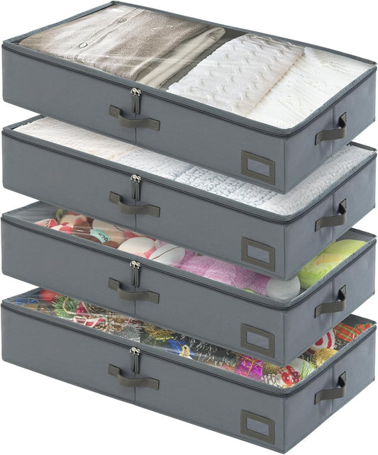 6-Inch Under Bed Organizer, Under Bed Storage Container, Under Crib/Couch Storage, Underbed Storage Box for Seasonal Clothing, Sweaters, Shoes, Blankets, Wrapping Paper & Toys 33" L×17" W×6" H