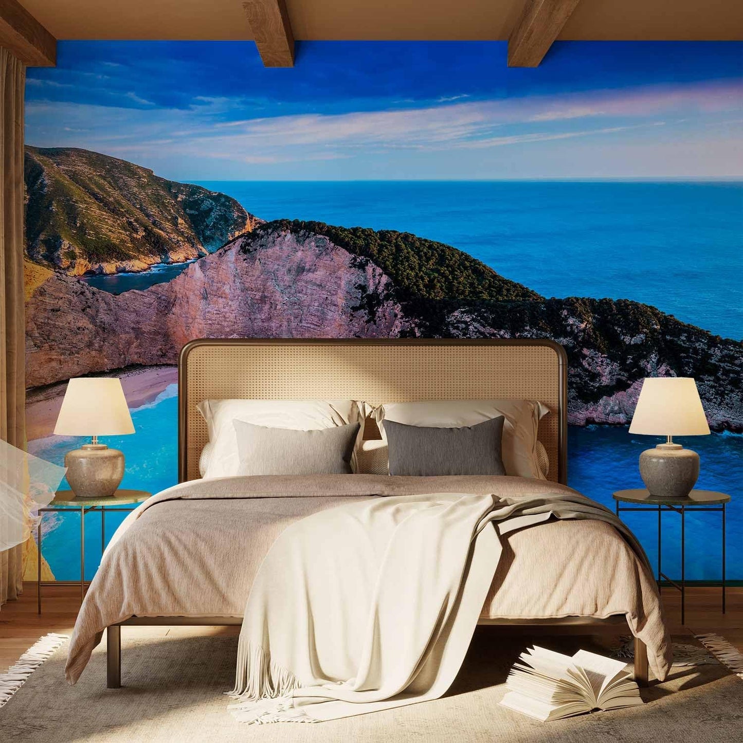 artgeist Premium Wall Mural Tropical Island 216x98 in - XXL Non-Woven Corner Wallpaper Fleece Angle Wall Decor Photo Print Picture Image Design Landscape Sea Beach Ocean c-A-0058-a-d