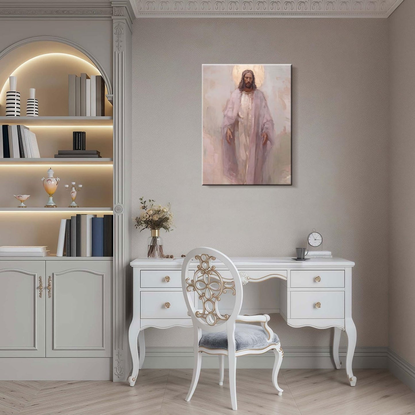 Framed Jesus Christ Christian Wall Art Decor Canvas Print Wall Painting Canvas Poster Picture Faith Religious Artwork for Living Room Bedroom Church Gallery Decor 16x24 Inch Ready to Hang