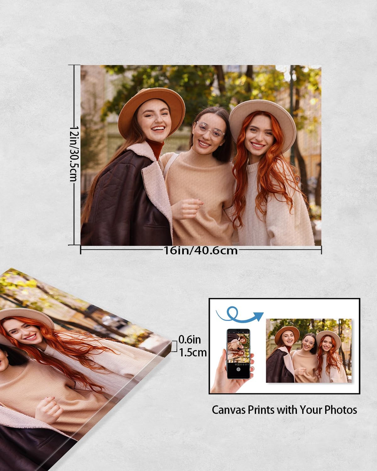 AbcCustomize Canvas Prints with Your Photos, Personalized Photo To Canvas Print for Bedroom, Living Room, Farmhouse Office Decor,Custom Canvas Wall Art for Gifts & Keepsakes, Ready to Hang