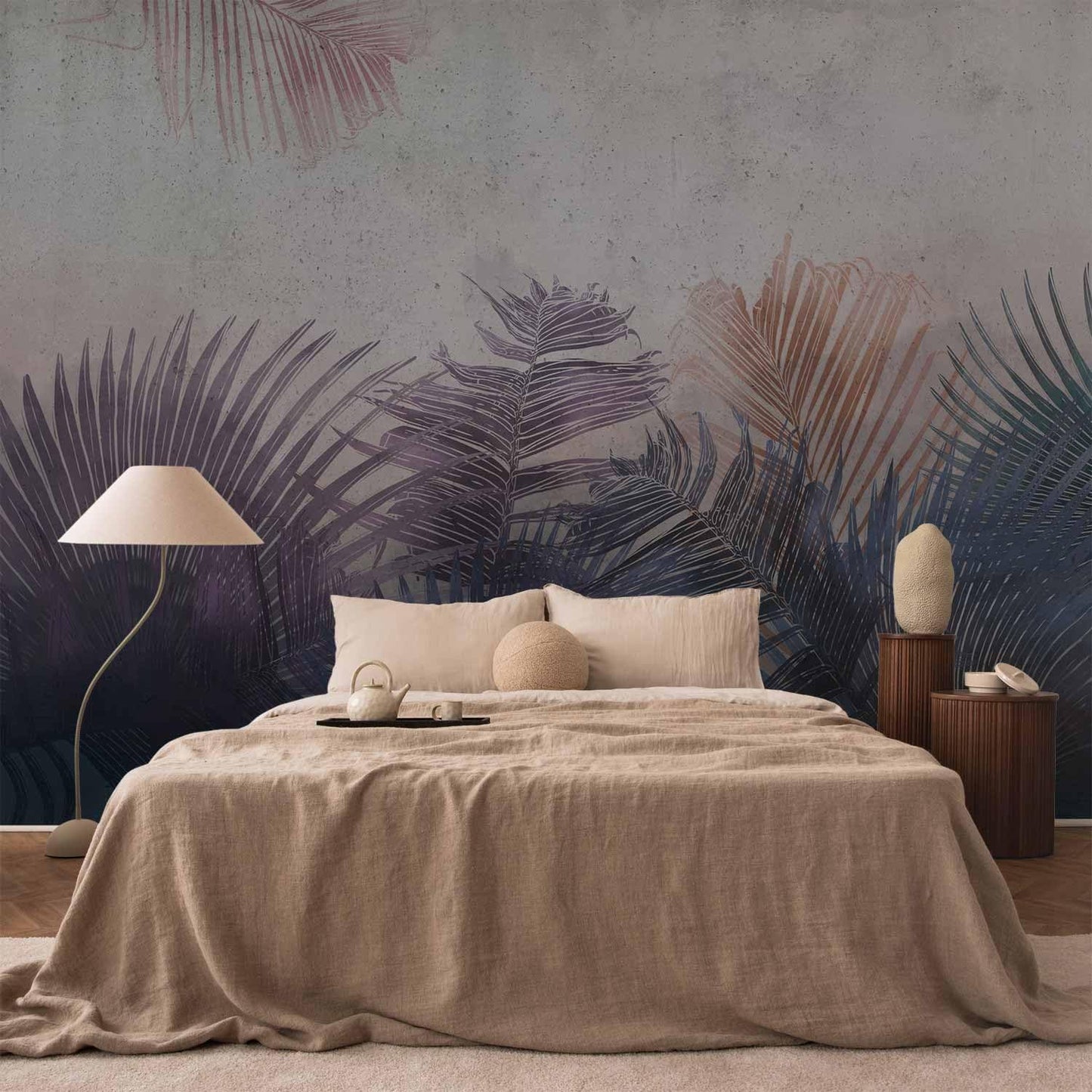 artgeist Wall Mural Jungle 79x55 in - XXL Non-Woven Wallpaper Fleece Wall Decor Photo Print Picture Image Design Leaves Botanical Nature Purple Grey b-A-0827-a-a