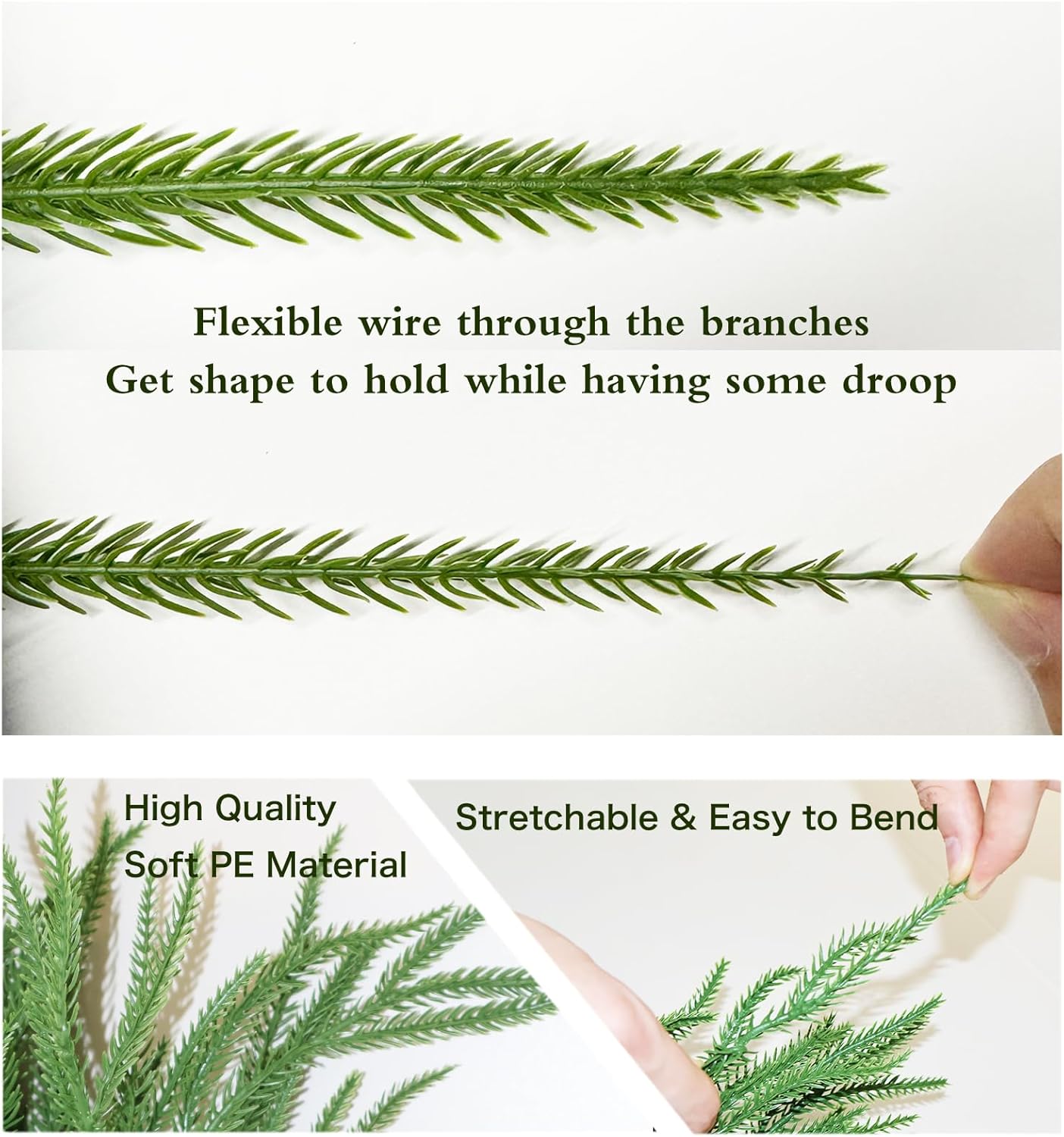 12FT Christmas Garlands Norfolk Pine Garland Real Touch Artificial Faux Greenery Garland for Holiday Indoor Outdoor Decor