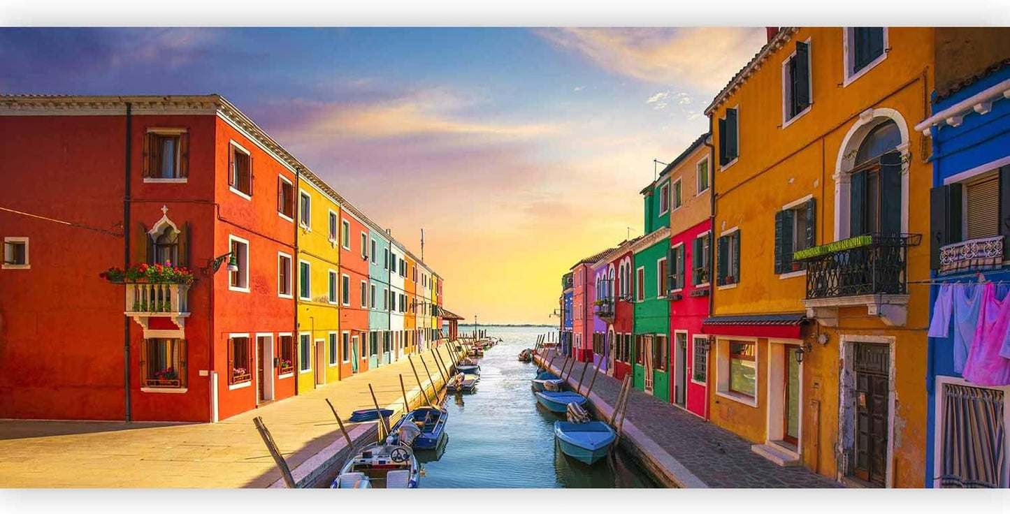 artgeist Wall Mural Peel and Stick Architecture 212x98 in - XXL Self-Adhesive Corner Wallpaper Removable Large Sticker Foil Angle Wallpaper Wall Decor Print City Lake Like Painted d-B-0295-a-a