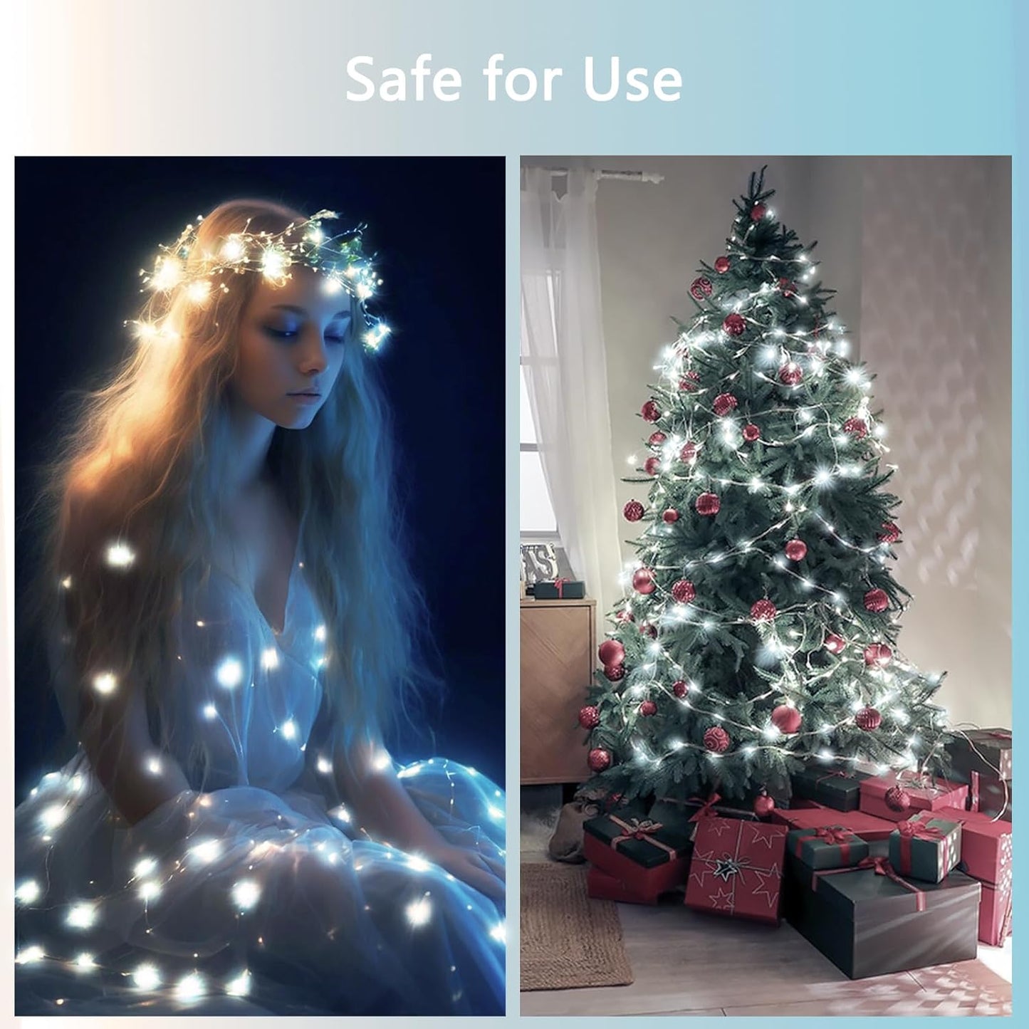 4 Pack Fairy Lights Battery Operated with Remote Control Timer, 26 FT 80 LED String Lights Outdoor Indoor, 8 Mode Twinkle Lights for Christmas Party Wedding Birthday Bedroom Décor (Cool White)