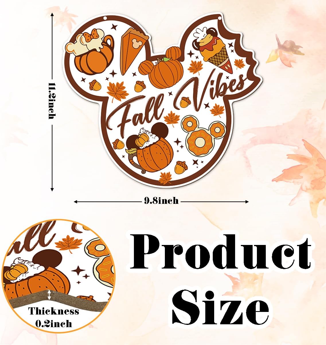 Fall Vibes Door Hanger, Fall Mouse Welcome Door Sign, Wooden Maple Leaves Mushroom Hanging Decor for Front Door, Fall Wood Wreath Wall Decors for Autumn Harvest Thanksgiving Home Decor