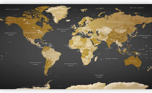 artgeist Premium Wall Mural World Map 197x110 in - Non-Woven Wallpaper Fleece Wall Decor Photo Print Picture Image Design k-A-0092-x-a