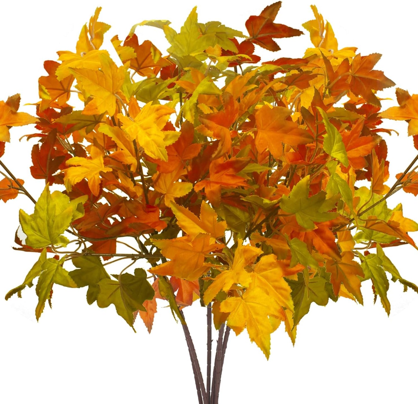 6Pcs Artificial Maple Leaves Branches Fake Fall Maple Shrubs for Thanksgiving Christmas Festival Garland Decoration