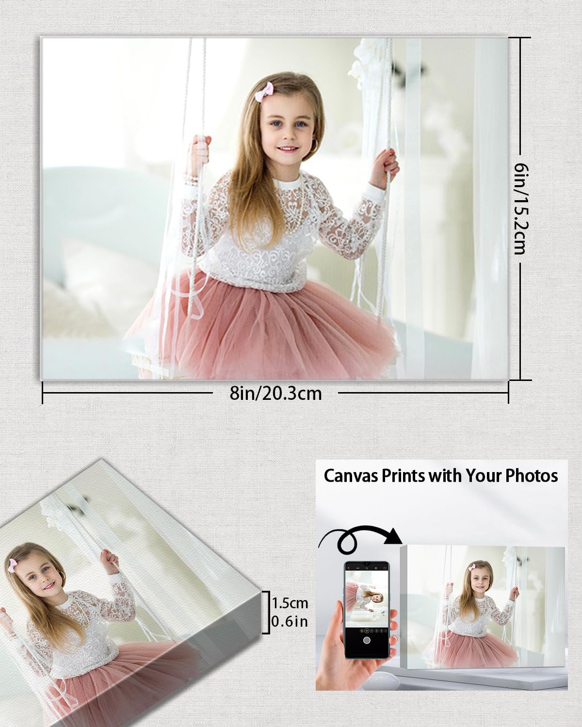 AbcCustomize Canvas Prints with Your Photos, Custom Canvas for Living Room and Bedroom Decor, Personalized gifts for Friends Lover and Family, Canvas Wall Art for Gifts & Keepsakes, Ready to Hang