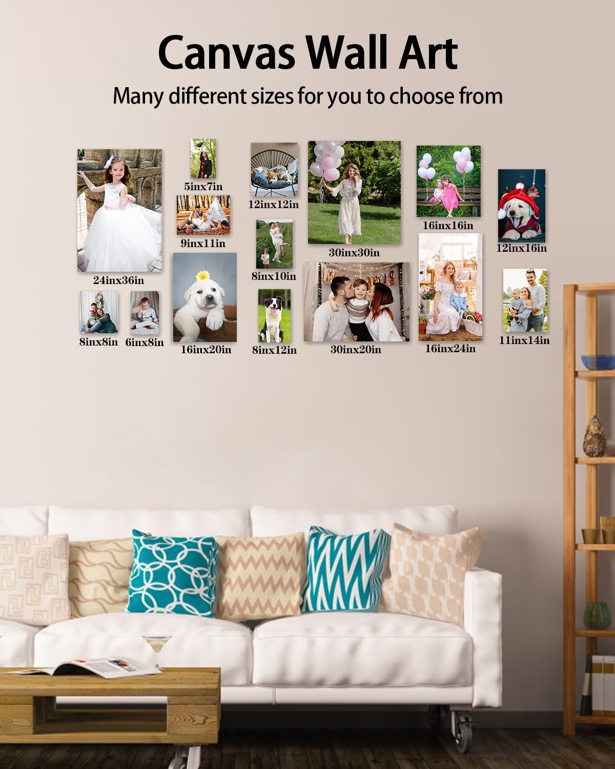 AbcCustomize Canvas Prints with Your Photos, Personalized Photo To Canvas Print for Bedroom, Living Room, Farmhouse Office Decor,Custom Canvas Wall Art for Gifts & Keepsakes, Ready to Hang