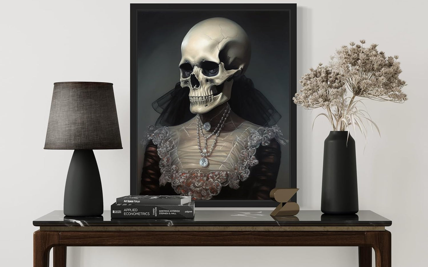 Female Skull Poster Art Print, Halloween Scary Vintage Wall Art Academia Spooky Painting Decoration for Horror Prints, Gothic Posters Bedroom Decor 89 (Female Skull, 16 x 20 inches, Unframed)