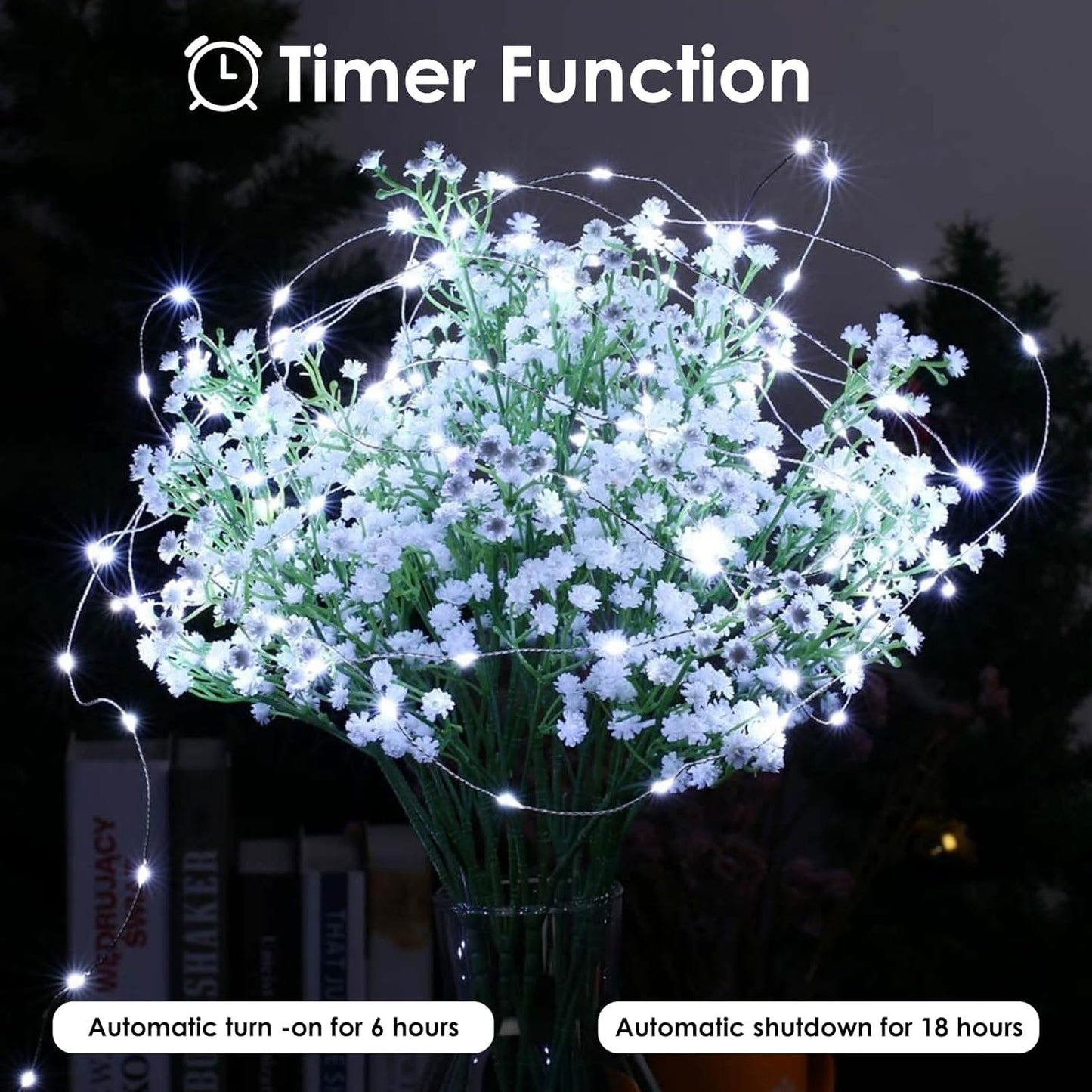 4-Pack Fairy Lights Battery Operated with Remote & Timer & 8 Modes, Waterproof 16 FT 50 LED String Lights Outdoor Indoor, Battery Twinkle Lights for Christmas Bedroom Centerpiece Décor (Cool White)