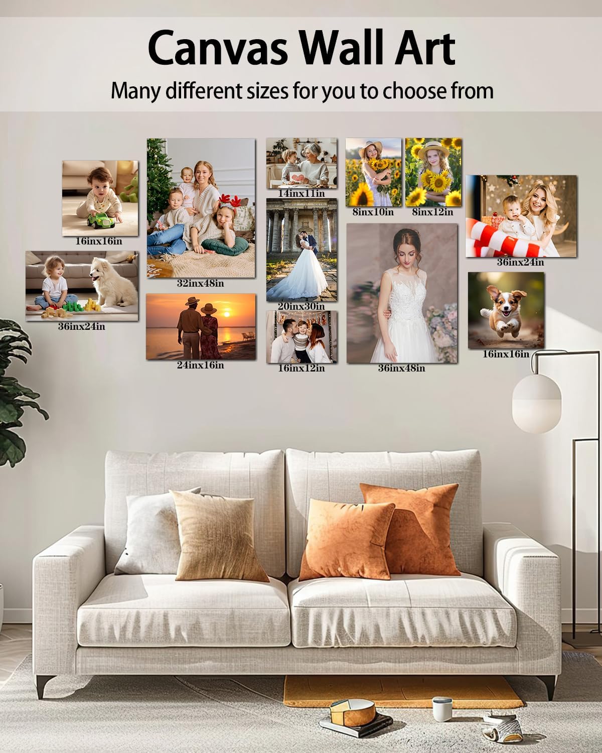 AbcCustomize Canvas Prints with Your Photos, Custom Canvas for Living Room and Bedroom Decor, Personalized gifts for Friends Lover and Family, Canvas Wall Art for Gifts & Keepsakes, Ready to Hang