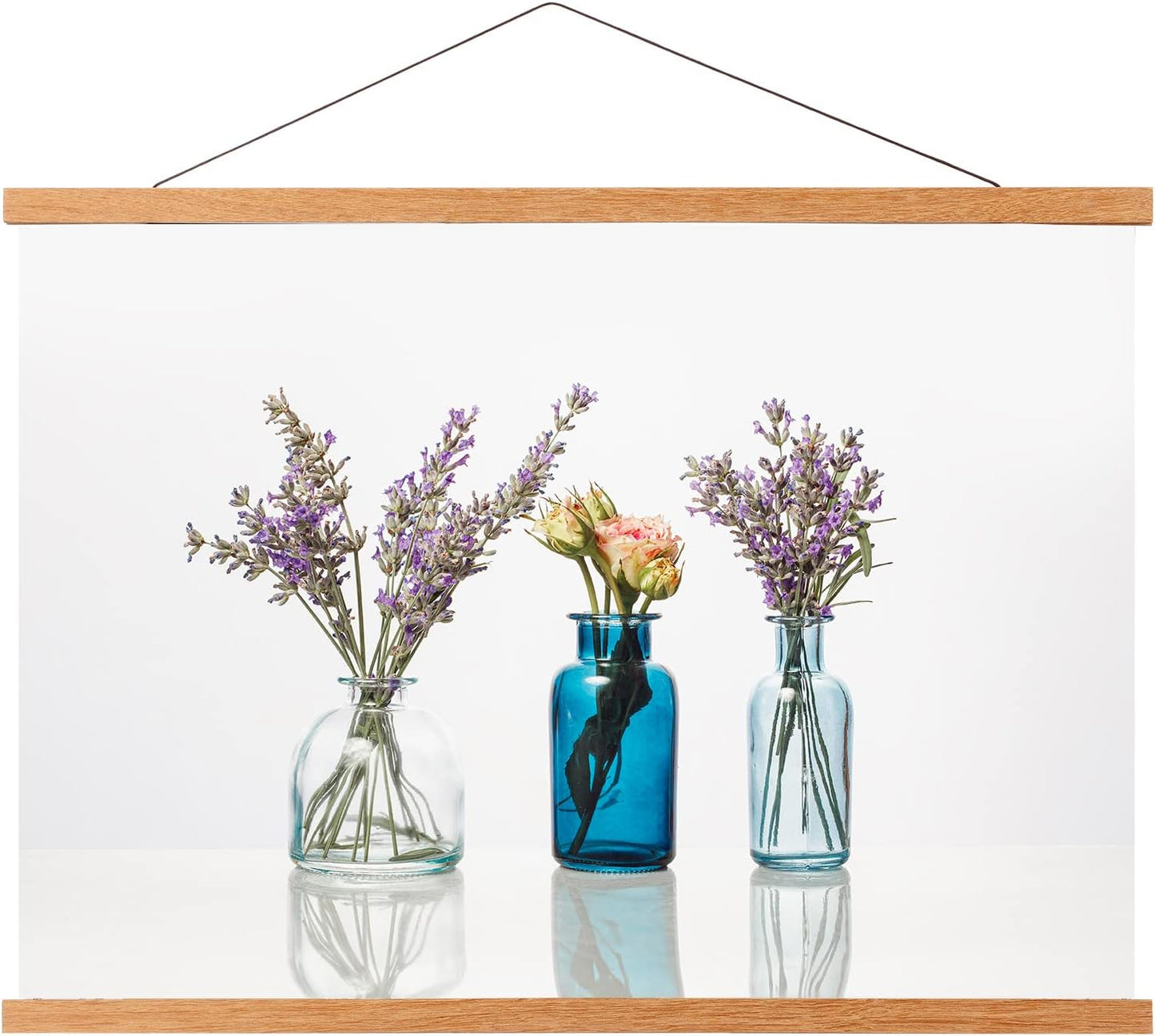 FALAMON Magnetic Poster Hanger Frame, 58x40 58x32 58x36 Teak Wood Magnet Poster Frame for Posters, Prints, Photos, Pictures, Maps, Scrolls, and Canvas Artwork