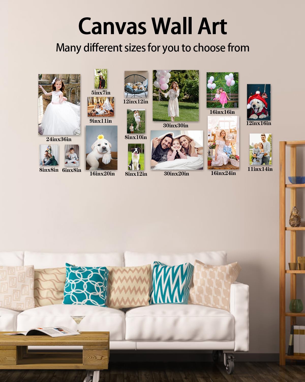 AbcCustomize Canvas Prints with Your Photos, Personalized Photo To Canvas Print for Bedroom, Living Room, Farmhouse Office Decor,Custom Canvas Wall Art for Gifts & Keepsakes, Ready to Hang