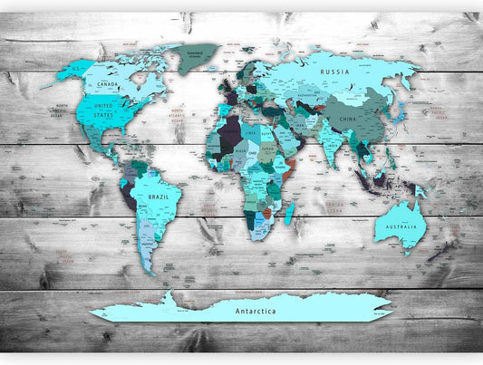 artgeist Premium Wall Mural World Map 177x124 in - XXL Non-Woven Wallpaper Fleece Wall Decor Photo Print Picture Image Design Home Map of The World k-B-0009-a-d
