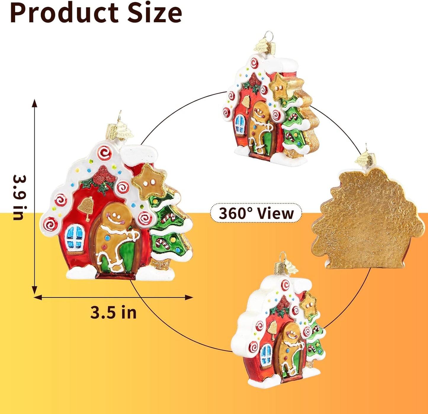 Gingerbread Christmas Ornaments for Tree,Hand-Blown Glass Ornament,Gingerbread Collection Figurine Hanging Ornaments,Christmas Tree Decorations for Gingerbread Lovers Holiday Birthday Party Gifts