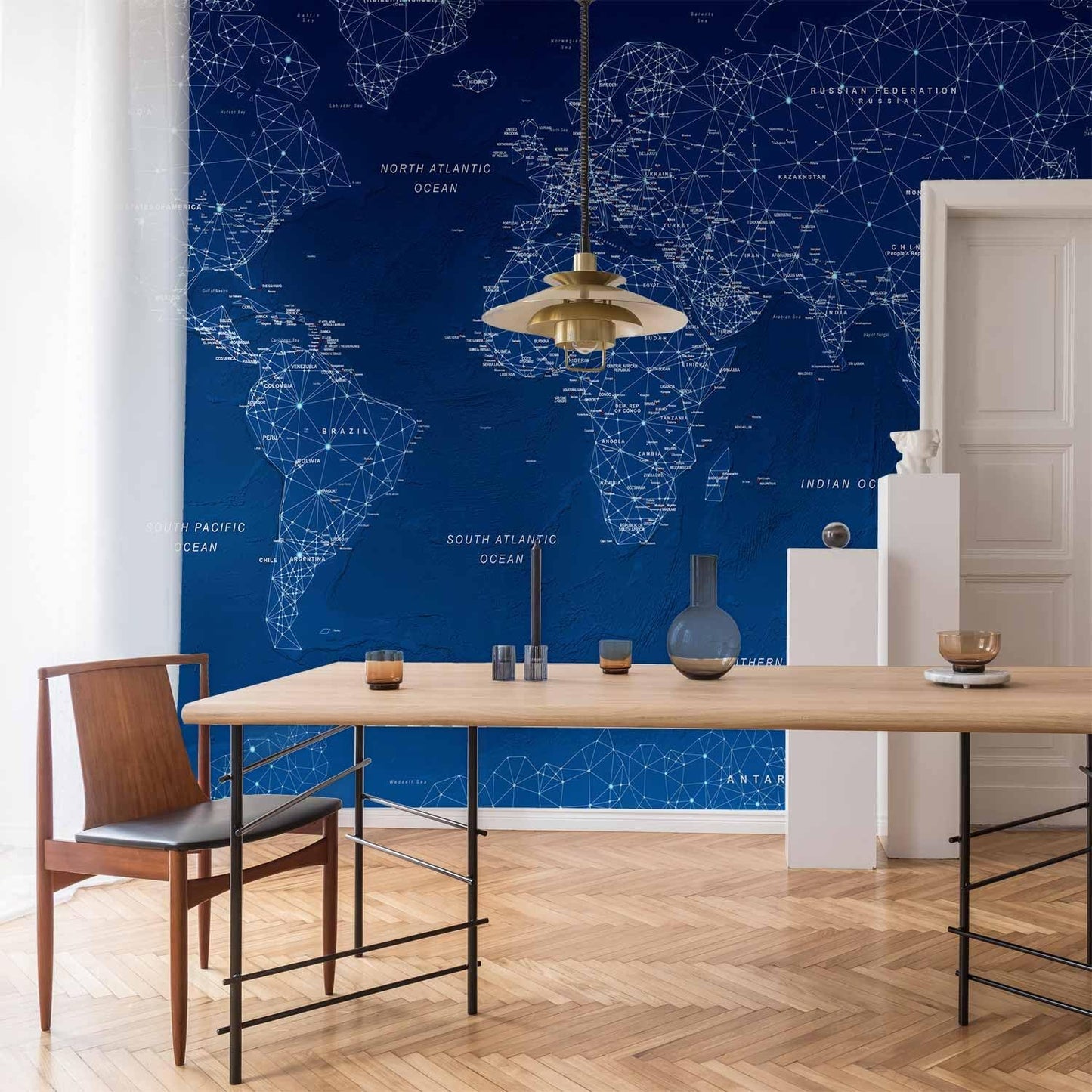 artgeist Wall Mural World Map 154x110 in - XXL Peel and Stick Self-Adhesive Wallpaper Removable Large Sticker Foil Wall Decor Print Picture Image Design Map of The World k-A-0125-a-a