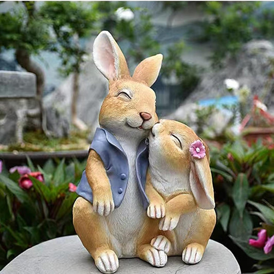 Garden Rabbit Statue Outdoor Decor Resin Funny Bunny Figurines for Outdoor Patio Lawn Yard Art Decoration Christmas Housewarming Gift