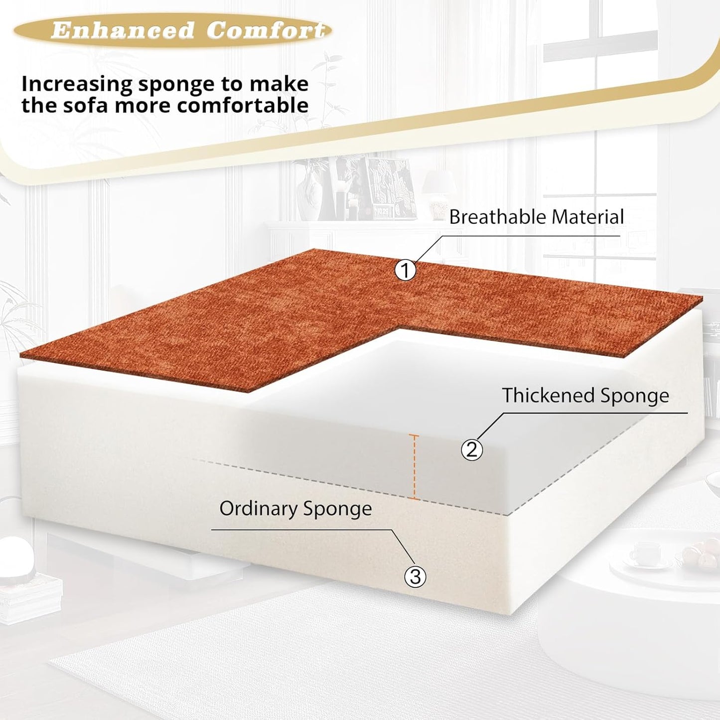 84 Inches Chenille Sectional Sofa w/Pull-Out Sofa Bed & Adjustable Back, Tufted L-Shaped Couch w/Storage Chaise, Sleeper Sectional Sofa w/USB Port & Cup Holders for Living Room, Orange