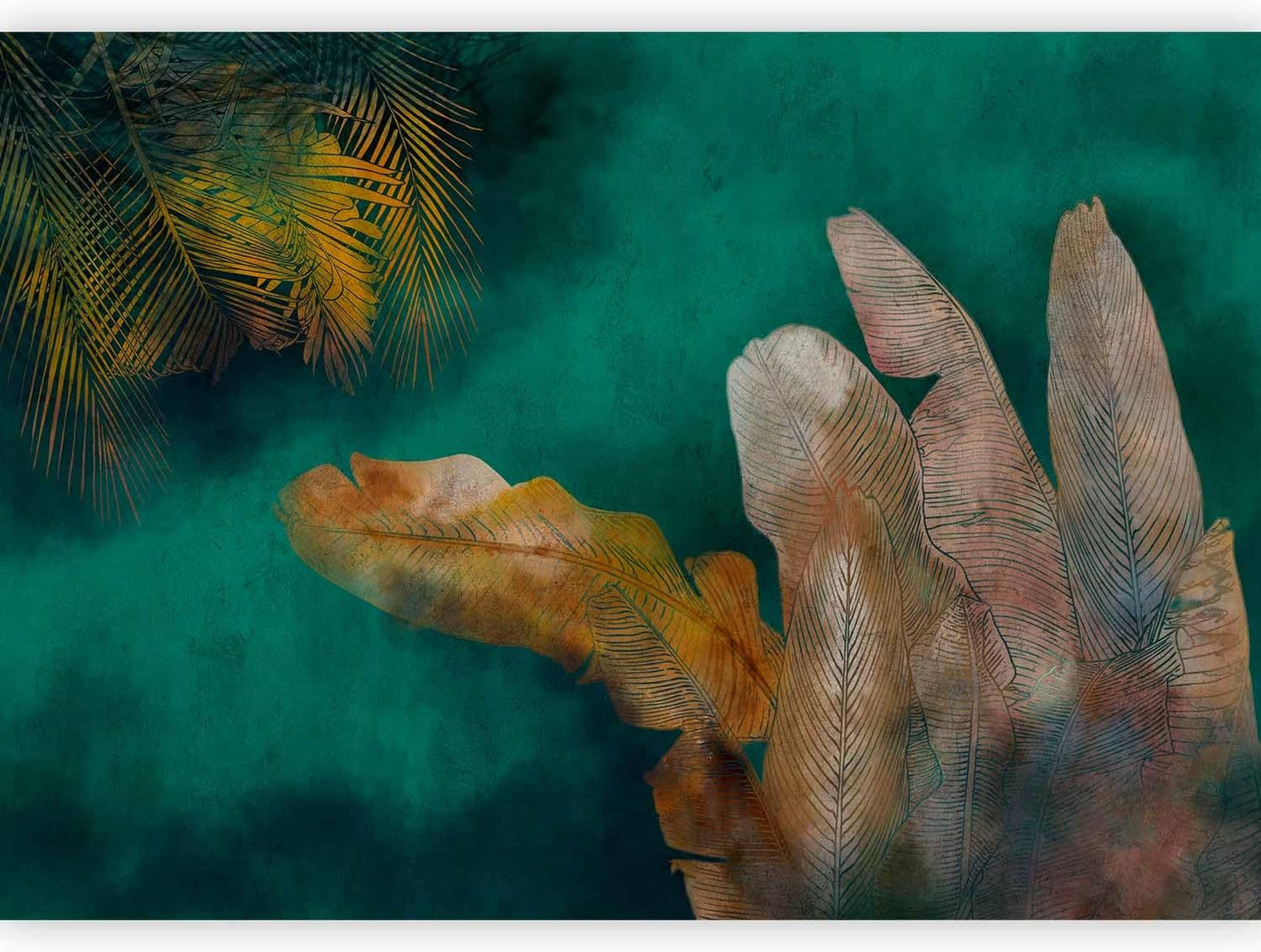 artgeist Wall Mural Jungle 157"x110"XXL Non-Woven Wallpaper Fleece Wall Decor Photo Print Picture Image Design Leaves Green Yellow Nature b-A-0825-a-a