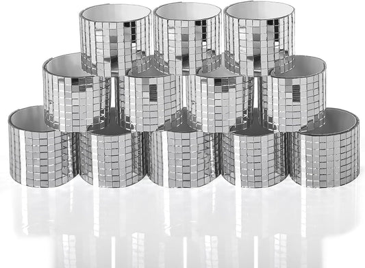 Art3dwallpanels 12 Pack Self-Adhesive Glass Mirror Mosaic Tiles 4728 Pieces Small Square Mirror Tiles Sticker for DIY Craft Decoration, Disco Ball Silver