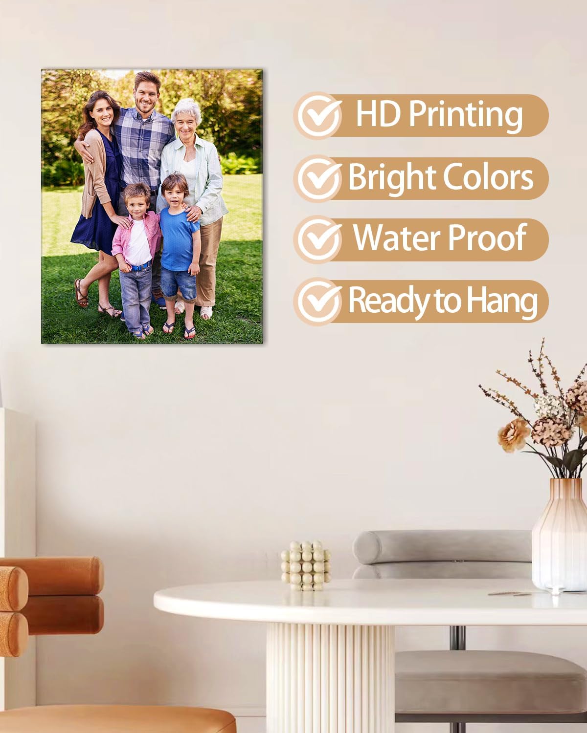 AbcCustomize Canvas Prints with Your Photos, Custom Canvas for Living Room and Bedroom Decor, Personalized gifts for Friends Lover and Family, Canvas Wall Art for Gifts & Keepsakes, Ready to Hang