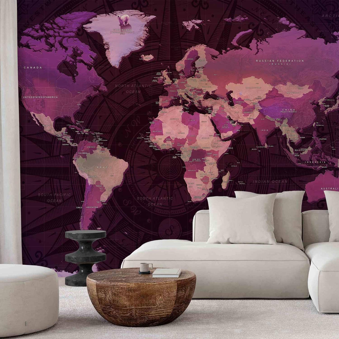 artgeist Wall Mural World Map 96x69 in - XXL Peel and Stick Self-Adhesive Wallpaper Removable Large Sticker Foil Wall Decor Print Picture Image Design Map of The World k-A-0273-a-a
