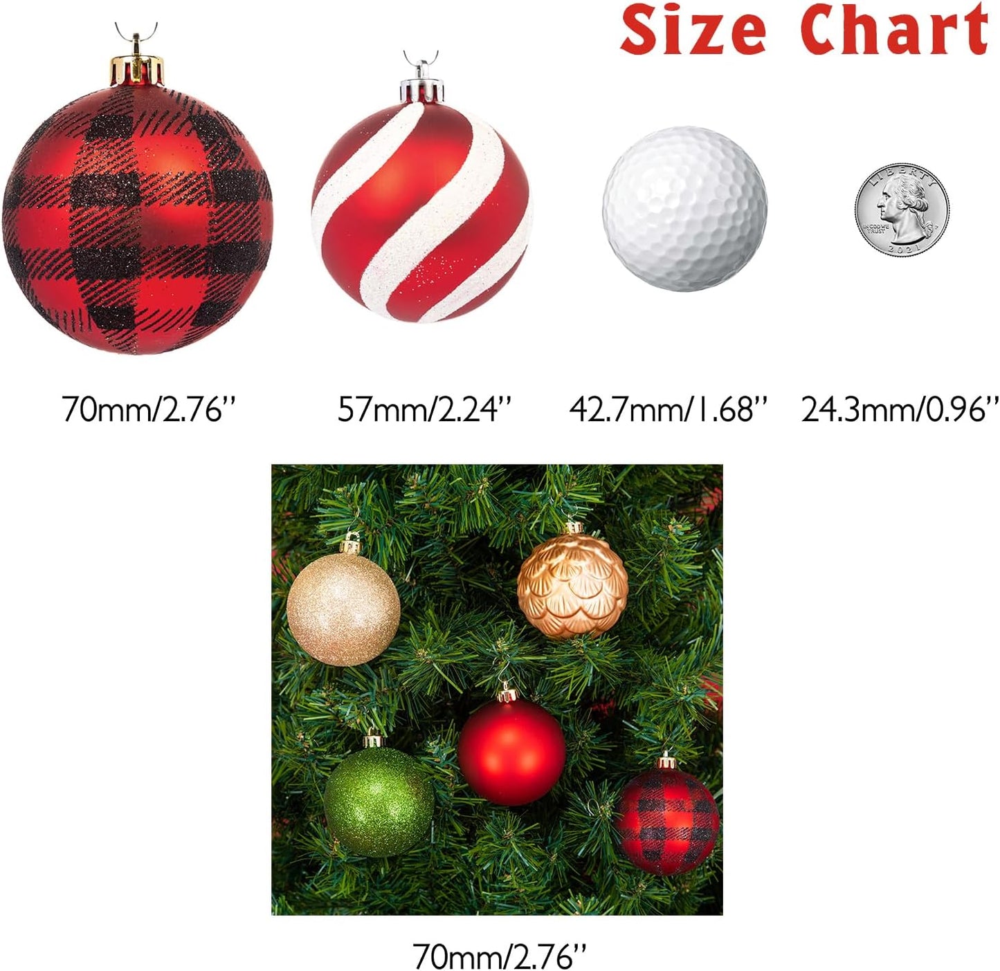 Every Day is Christmas Ornaments, Shatterproof Christmas Tree Ornament Set, Christmas Balls Decoration 35 Count (2.75"/70mm, Garden Country Woodland)