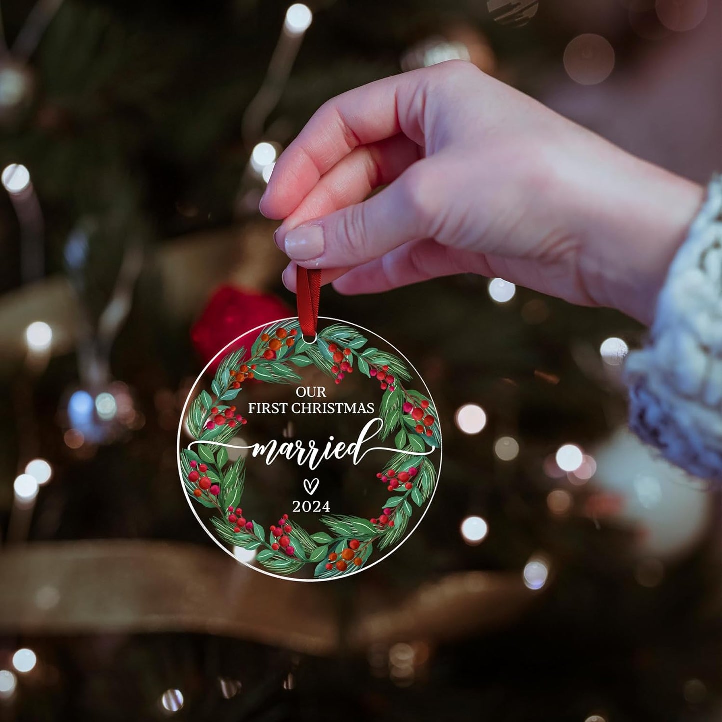 Engagement Gifts for Couples, Our Christmas Married Ornament 2024, 1st Christmas As Mr and Mrs, Wedding Gifts for Couple 2024, Bridal Shower Wedding, Just Married Ornament