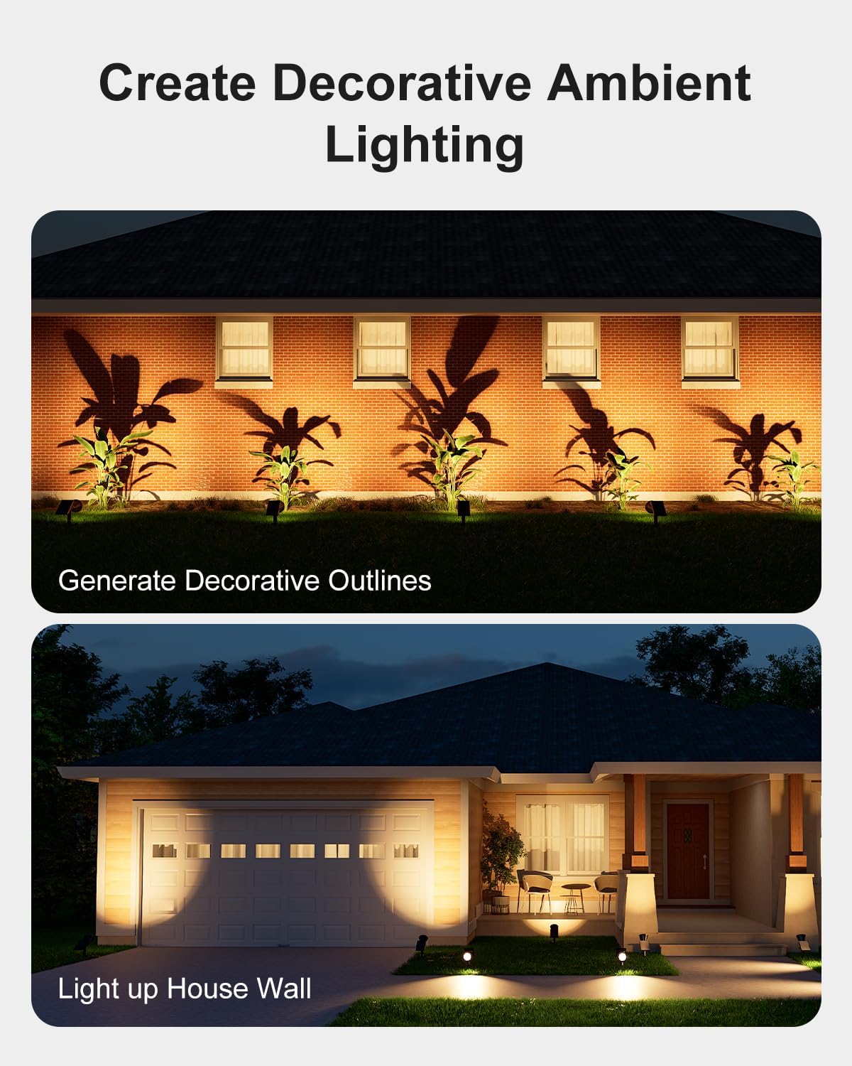 2 Pack Solar Spotlights Outdoor Waterproof for Flag, Tree, Statue, Wooden Sign, Plant Pot, Bright LED Outside Landscape Flood Lamp for Decoration Uplighting Yard, Garden, House, Walkway, Ground, Fence