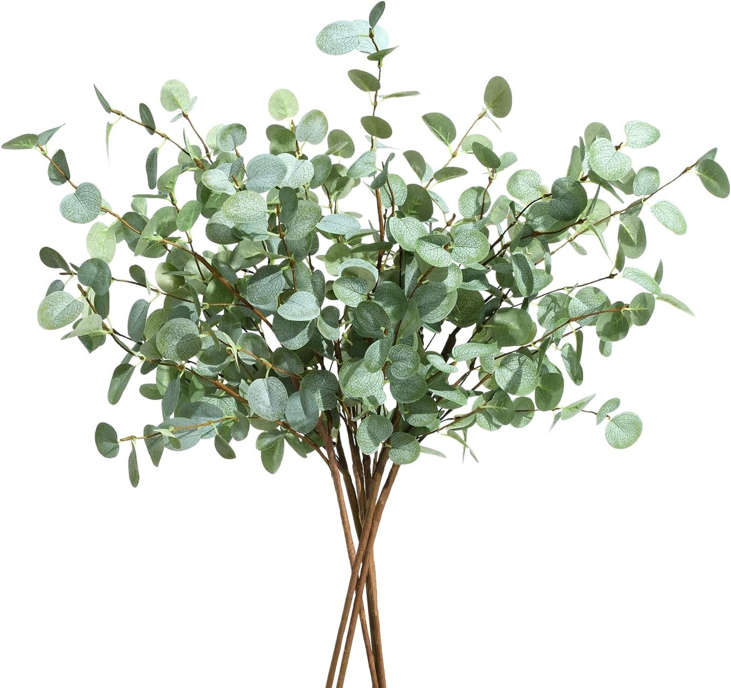6Pcs Faux Eucalyptus Stems, 27" Artificial Eucalyptus Plants with White Frosted Coating, Fake Eucalyptus Decor Silk Greenery Leaves for Wedding Bouquets Home Decor DIY Floral Arrangements