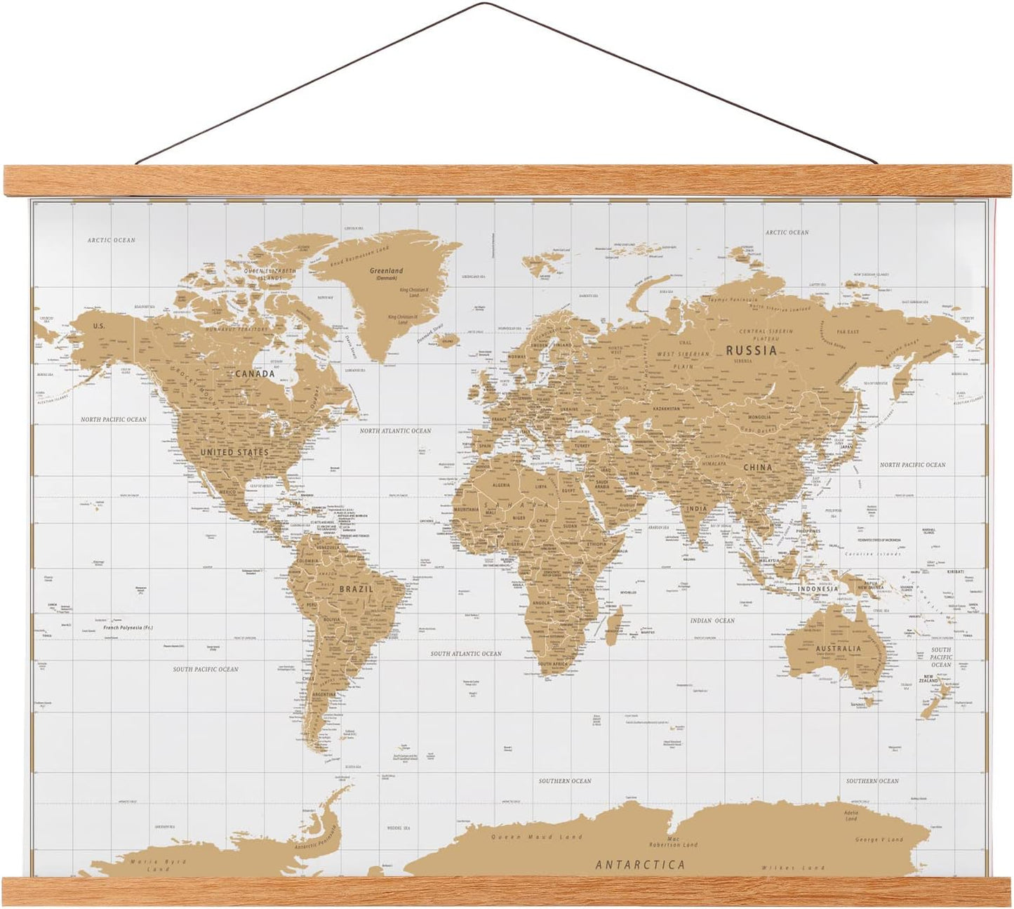 FALAMON Magnetic Poster Hanger Frame, 60x40 60x50 60x30 Teak Wood Magnet Poster Frame for Posters, Prints, Photos, Pictures, Maps, Scrolls, and Canvas Artwork