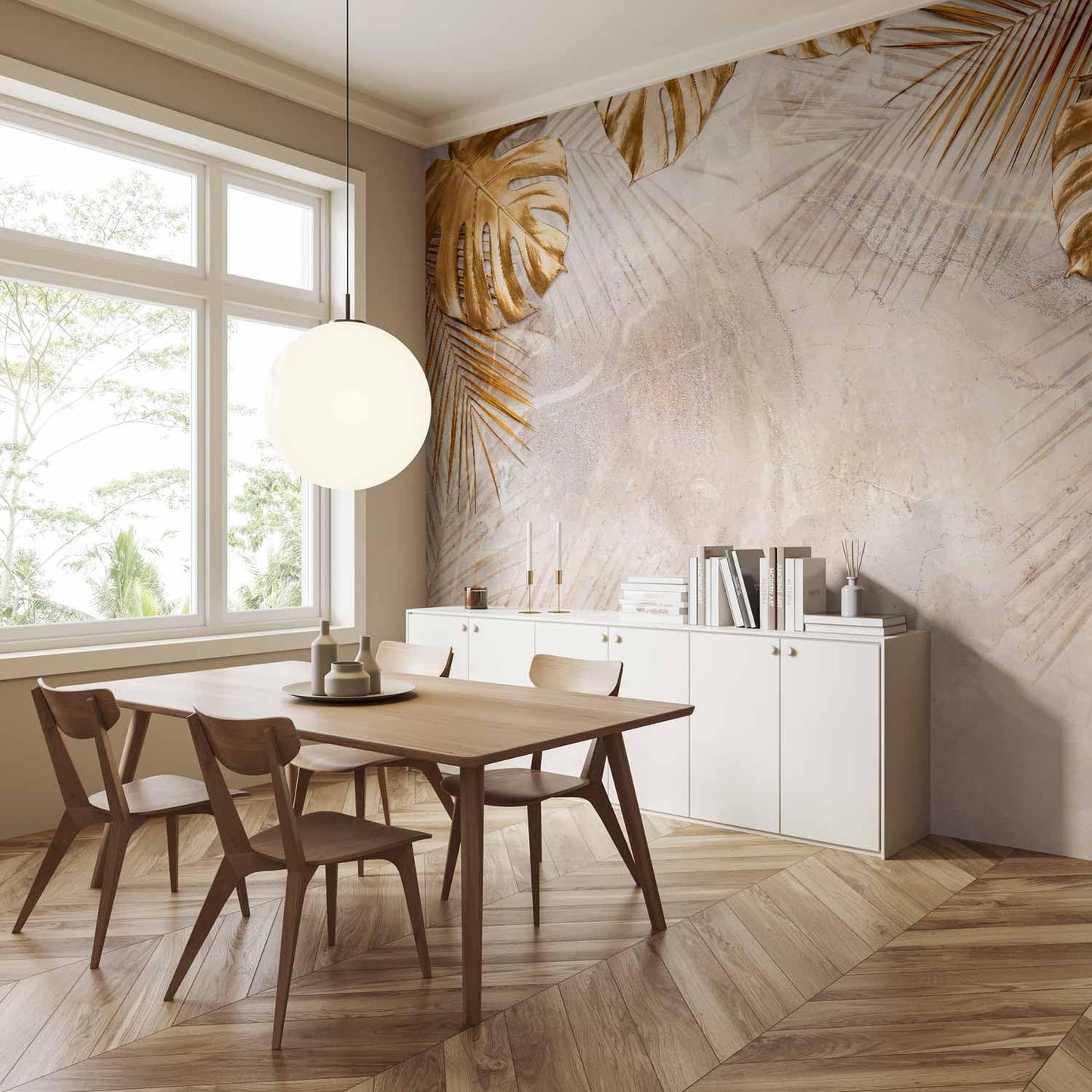 artgeist Wall Mural Tropical Leaves 98x69 in - XXL Non-Woven Wallpaper Fleece Wall Decor Photo Print Picture Image Design Monstera Palm Green Leaves b-C-0788-a-a