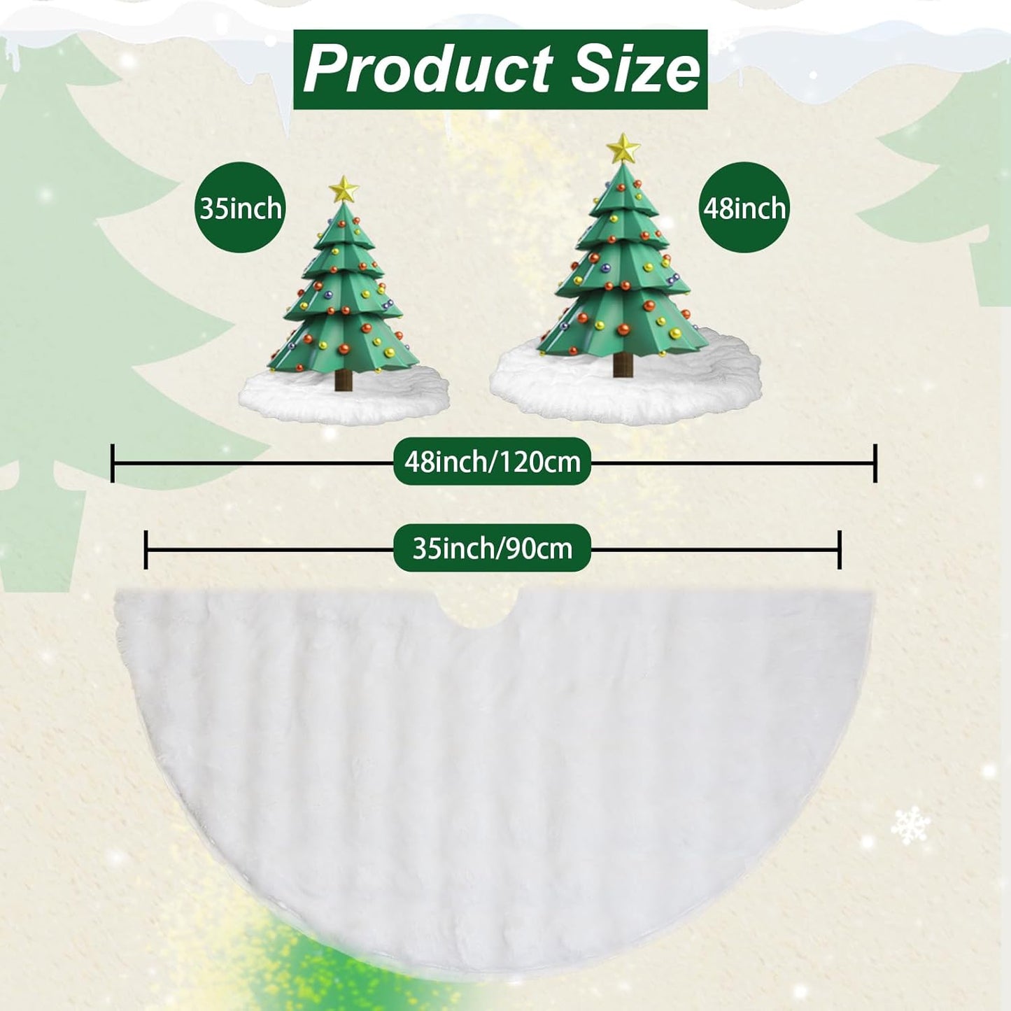 35 Inch Rabbit Fur Christmas Tree Skirt White Plush Skirt for Merry Christmas Party Christmas Tree Decoration